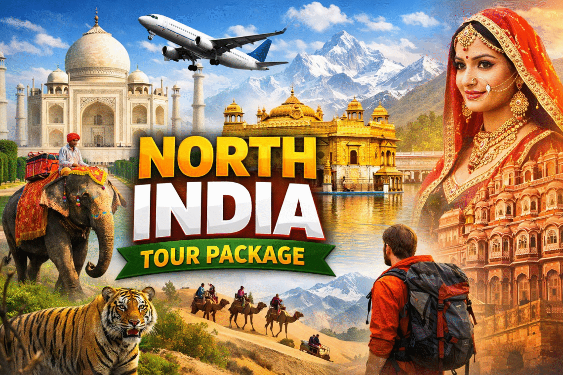 Travelers exploring historic forts, temples, and scenic landscapes on a North India tour