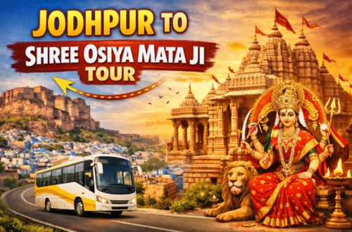 Road trip from Jodhpur to Osian Mata Temple with desert landscape view