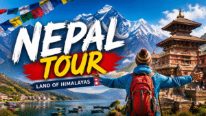 Beautiful tourist attractions in Nepal with mountains temples and scenic views