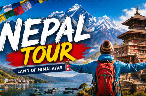 Beautiful tourist attractions in Nepal with mountains temples and scenic views