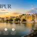 Family enjoying a sightseeing trip at Udaipur lakes and palaces in Rajasthan, India.